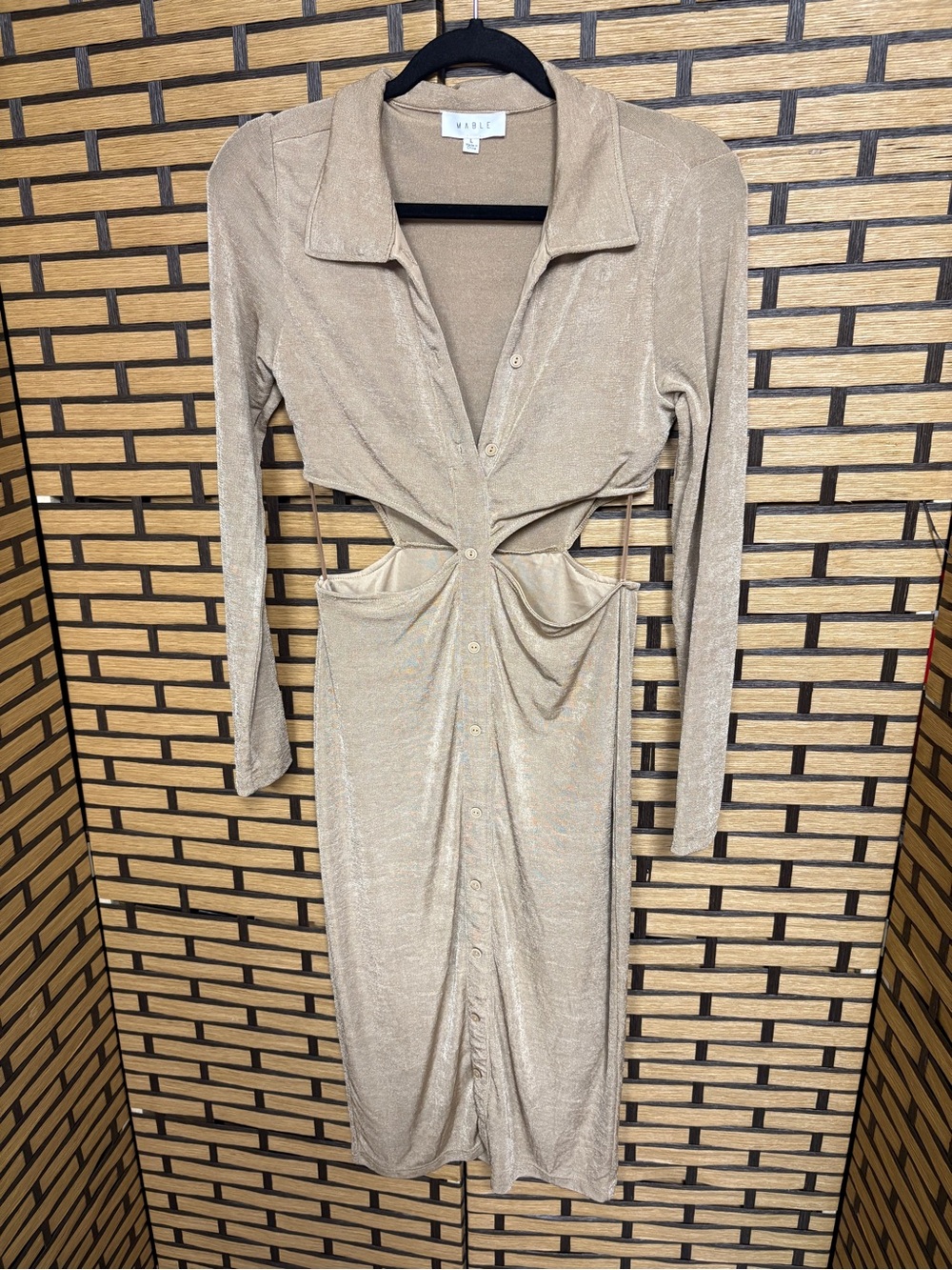 Mable tan cut out midi dress size large